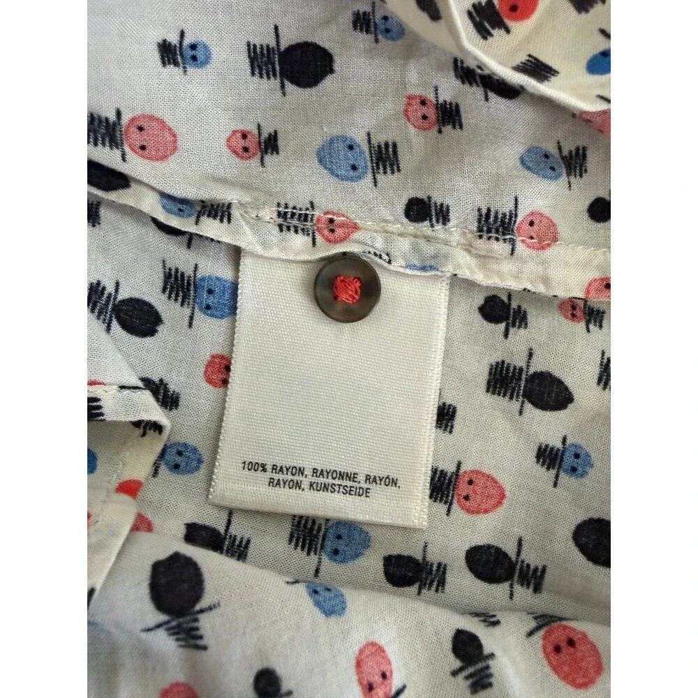 Maeve Anthropologie Calia Pintuck Tunic Blouse Size 8 Whimsical Hat print - Picture 6 of 9